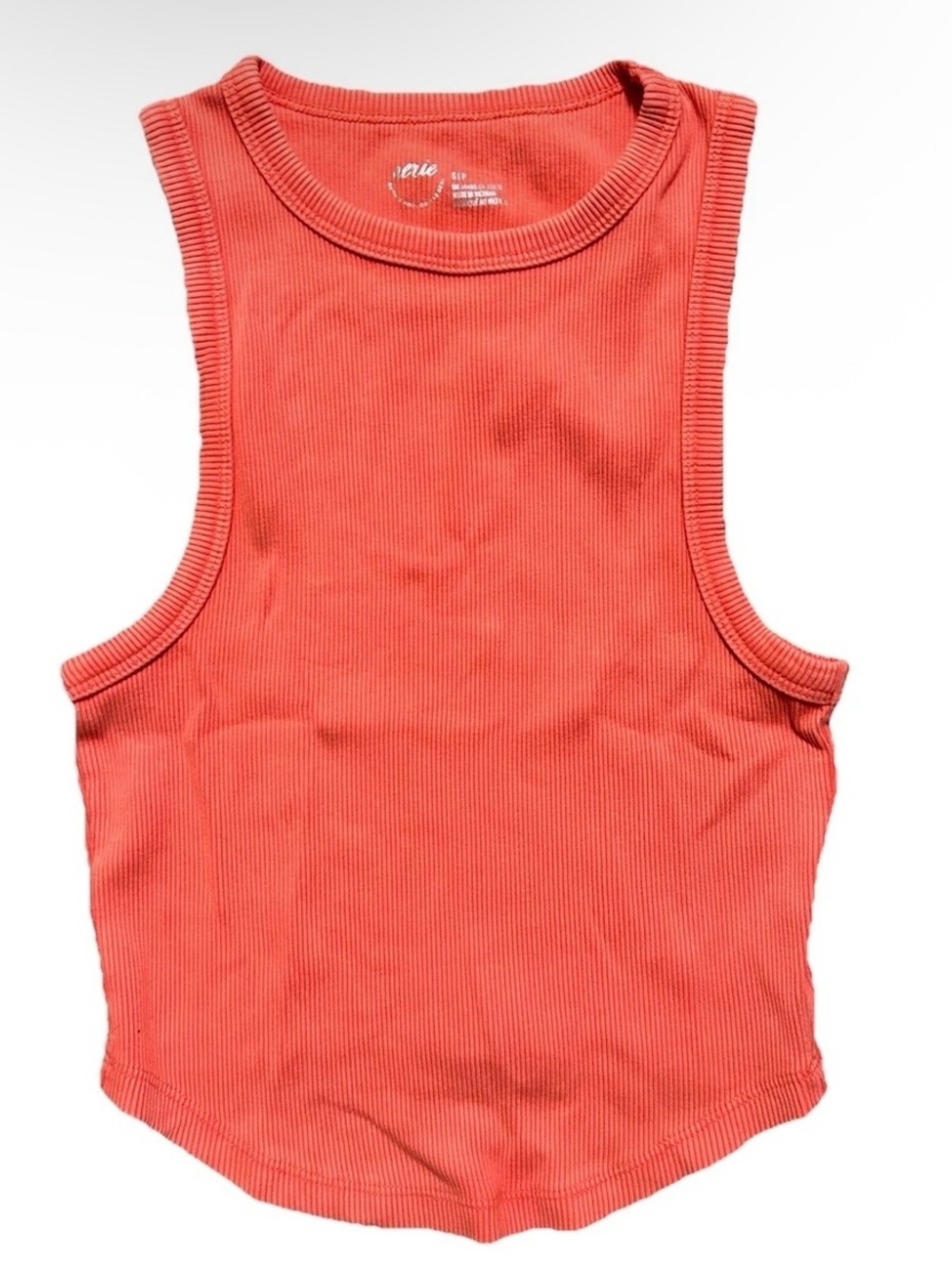 Women’s Aerie Coral Ribbed Cropped Tank Top Size Small Summer Beach Warm